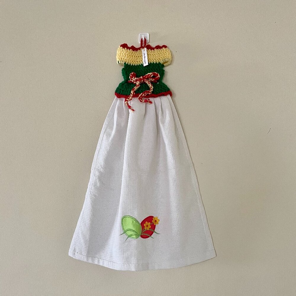 Crochet Dress Shape Dish Towel, Easter Theme Dish Towel